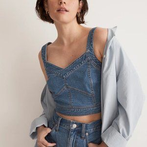 Madewell Cotton-Hemp Denim Supercrop Tank Top in Gabler Wash Size 2